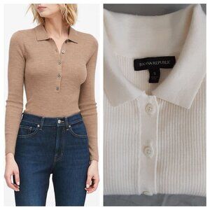 Ivory White Merino-Blend Ribbed Polo (Banana Republic)